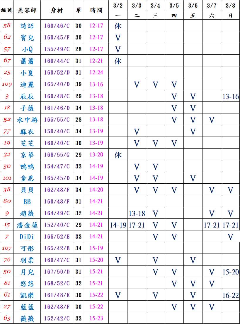 當日舒壓班表-2