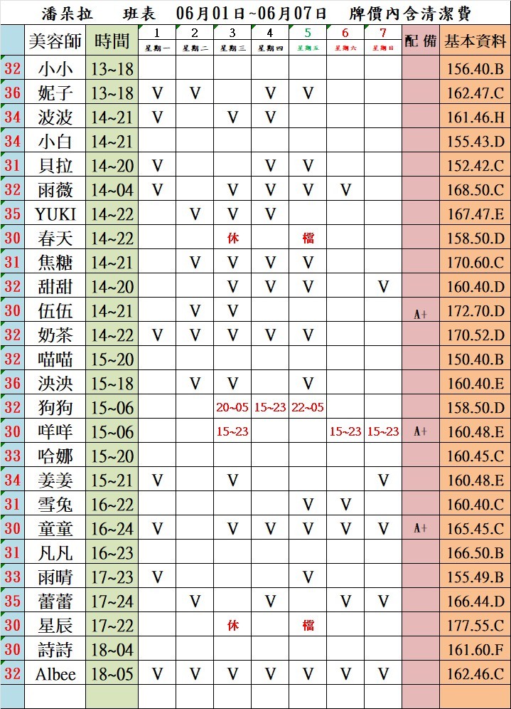 4館(潘朵拉) 舒壓班表｜本周排班 2026/06/01~2026/6/7 第4張