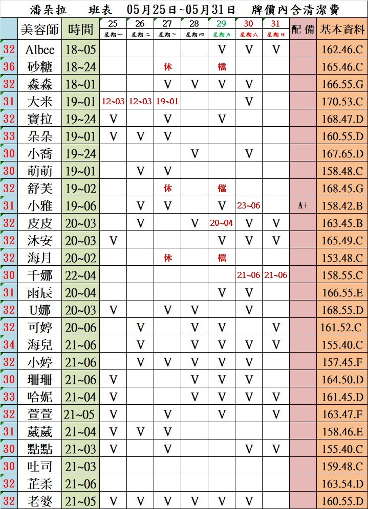 4館(潘朵拉) 舒壓班表｜本周排班 2026/05/25~2026/5/31 第4張