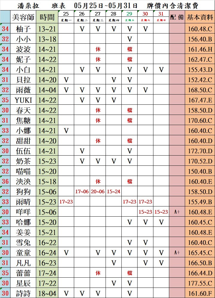 4館(潘朵拉) 舒壓班表｜本周排班 2026/05/25~2026/5/31 第5張